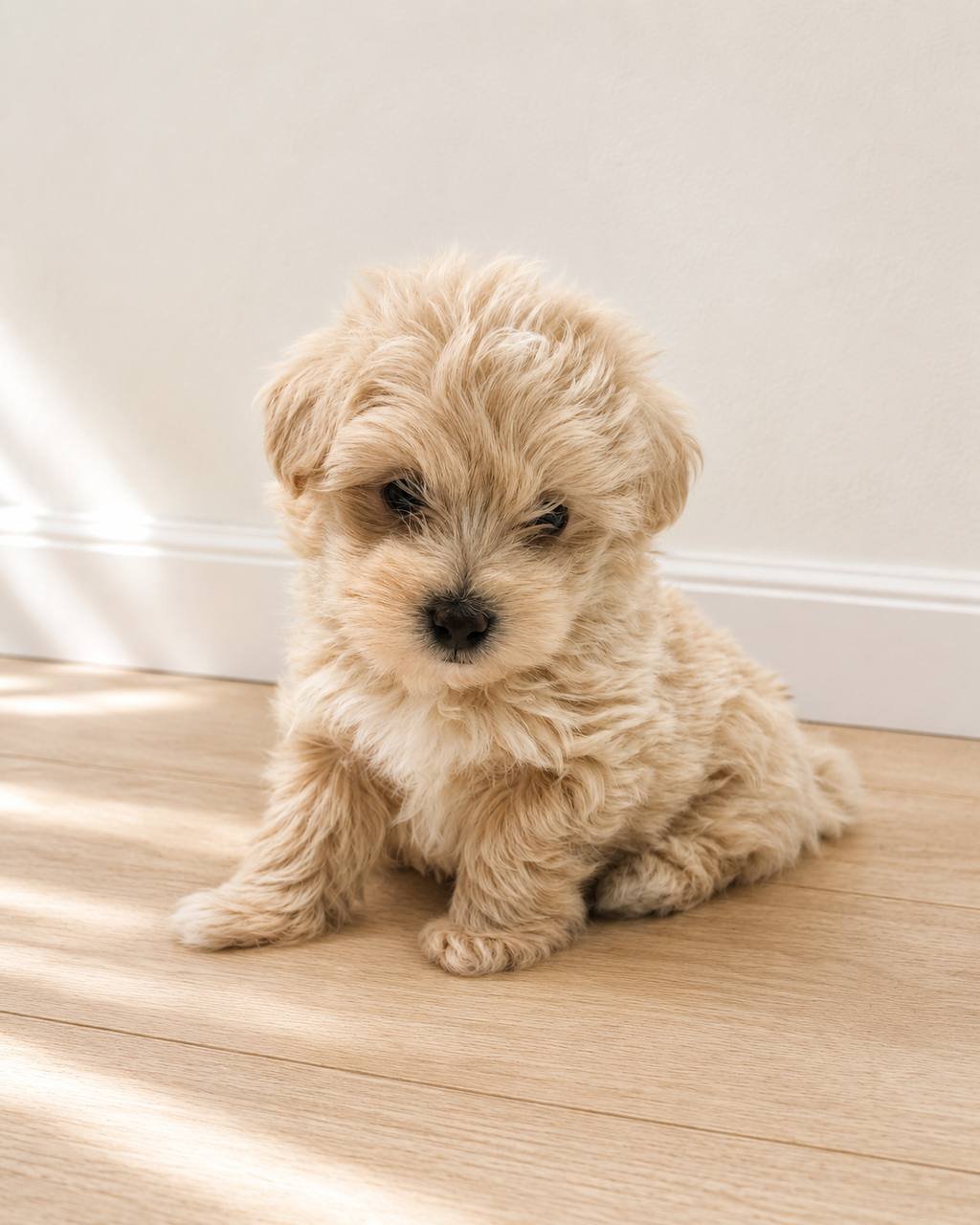 Bran, an available cream-white male Toy Maltipoo puppy